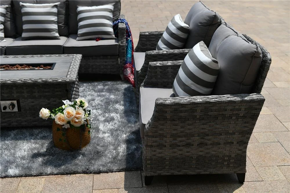 2019 Outdoor Patio Wicker Furniture Multifunctional Garden Patio  Wicker Fire Pit Table Set
