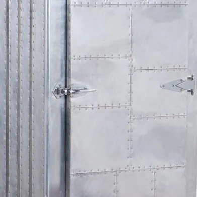 Aviator Trunk Large Aluminium Cover Canvas Inner Storage Box Aluminium Chest With Door