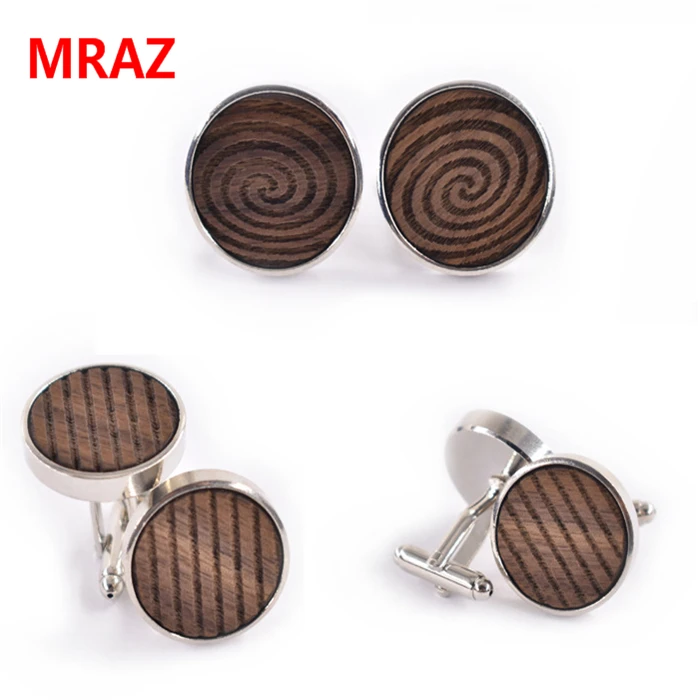 2018 fashion design Wood custom shirt cufflink For Men