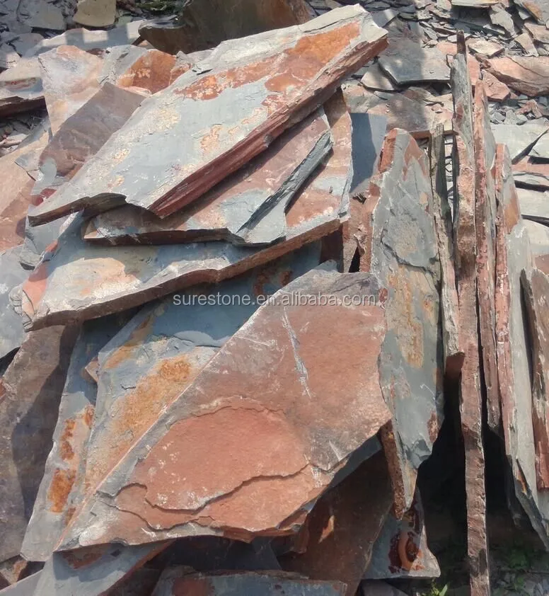 Uncut large natural irregular slate tiles outdoor path paving stone park landscape wall panel