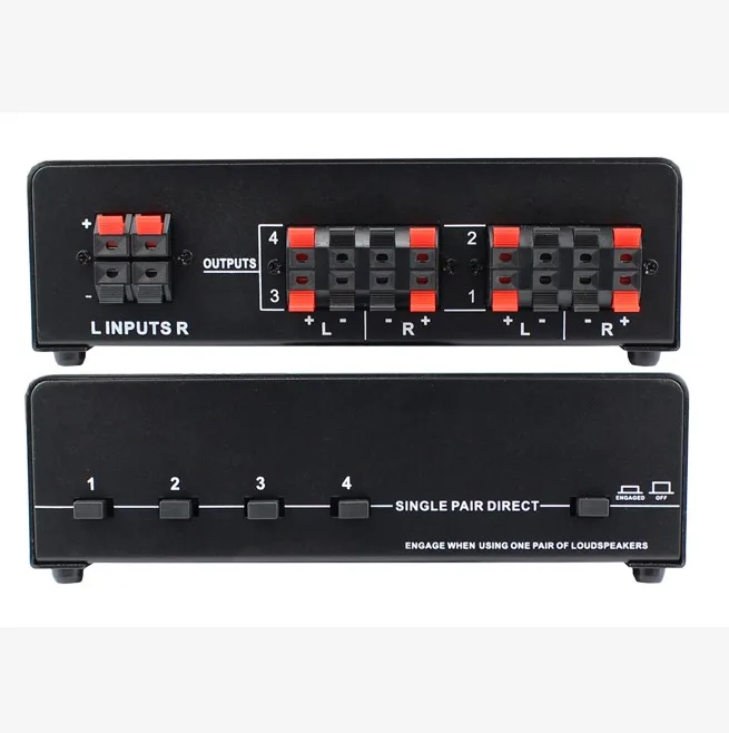 High power stereo speaker selector 4-channel 14 AWG 20Hz - 20KHz