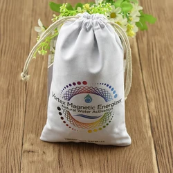 Custom colorful logo printing personalised white cotton drawstring jewelry pouch