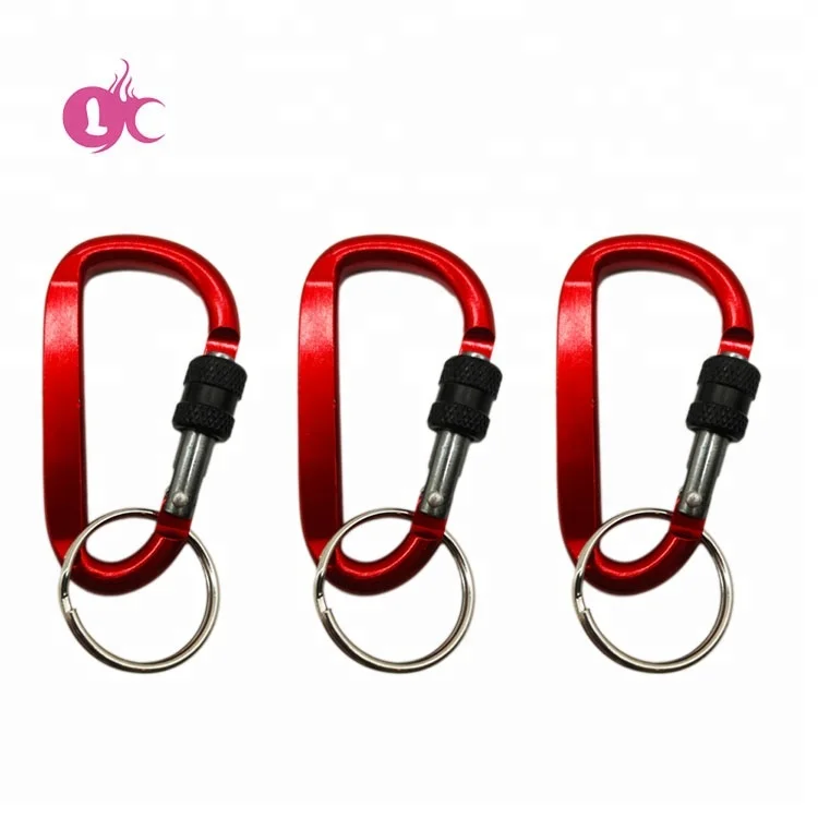 China Factory custom camping hiking outdoor mini small safety snap hook Clip logo keychain locking Aluminum Alloy carabiner
