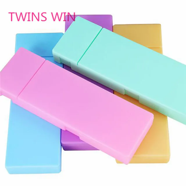 Promotional gift stationery wholesale taobao Hot Sale Custom Printed kawaii plastic pure color rectangle pencil case 860