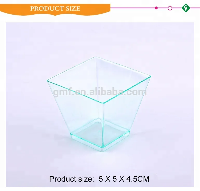Clear multi use 2oz disposable square plastic cup for food storage