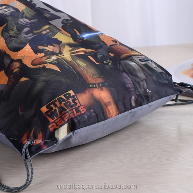 Full Color Sublimation Custom Polyester Drawstring Backpack Bag
