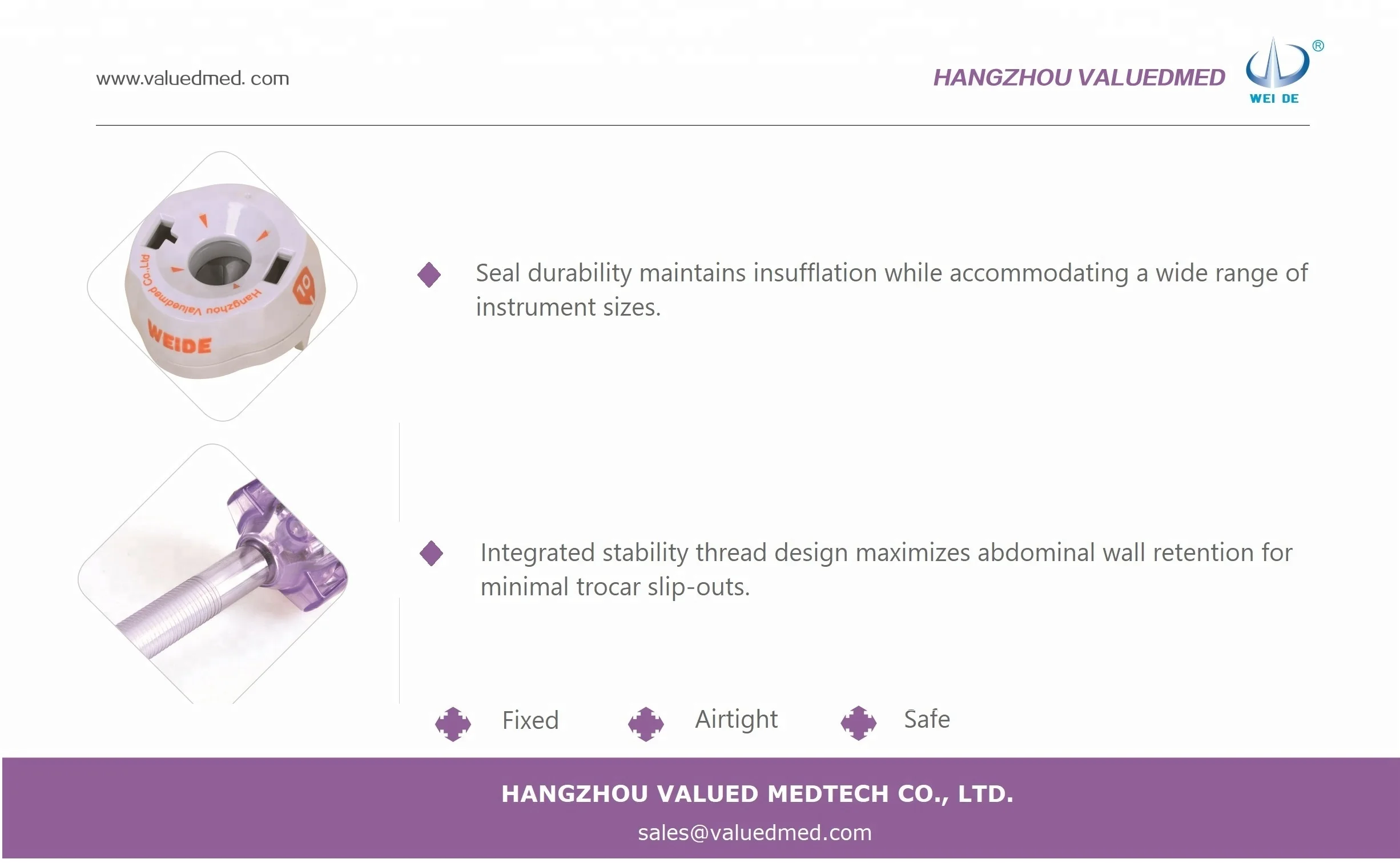 High Quality Disposable Trocar 10mm Blade Free Good Trocar Sealing