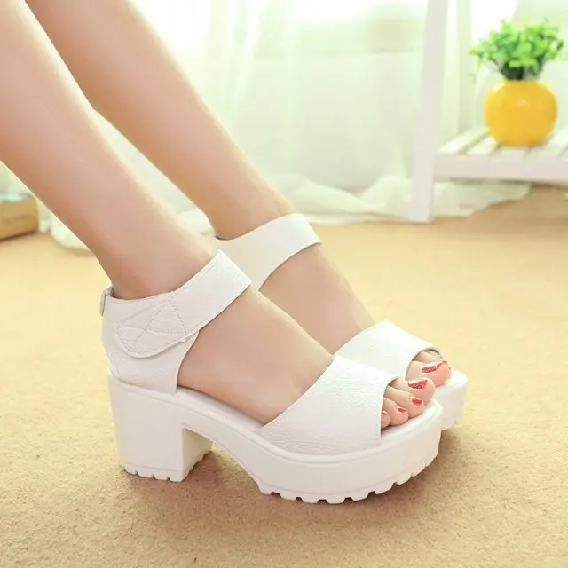 2015 summer Gladiator for women s sandals velcro open toe sandals female thick heel platform wedges
