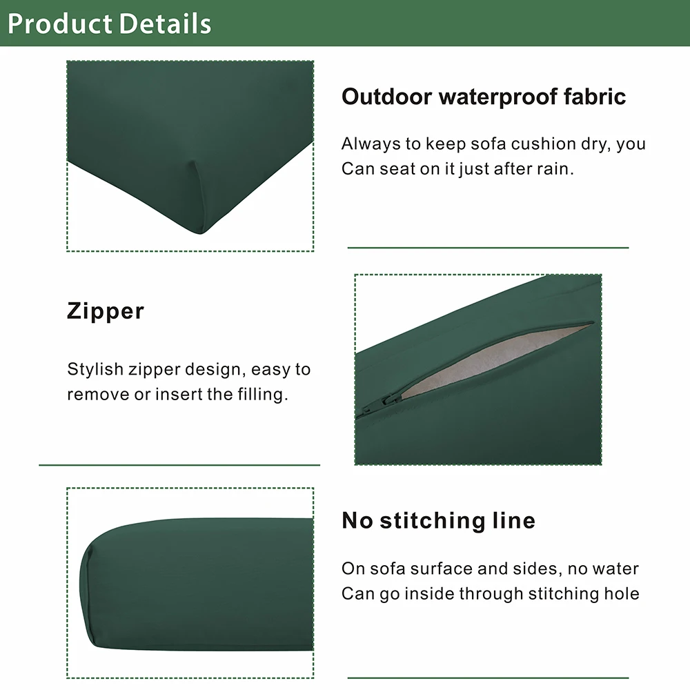 
Useful Acrylic 2-seaters Outdoor Chair Cushions Waterproof Deep Seat Cushions for Patio Furniture 