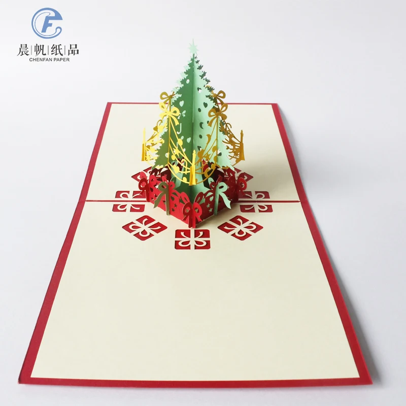 Handmade customized 3D Pop up Merry Christmas Tree Gift Card Greeting Cards