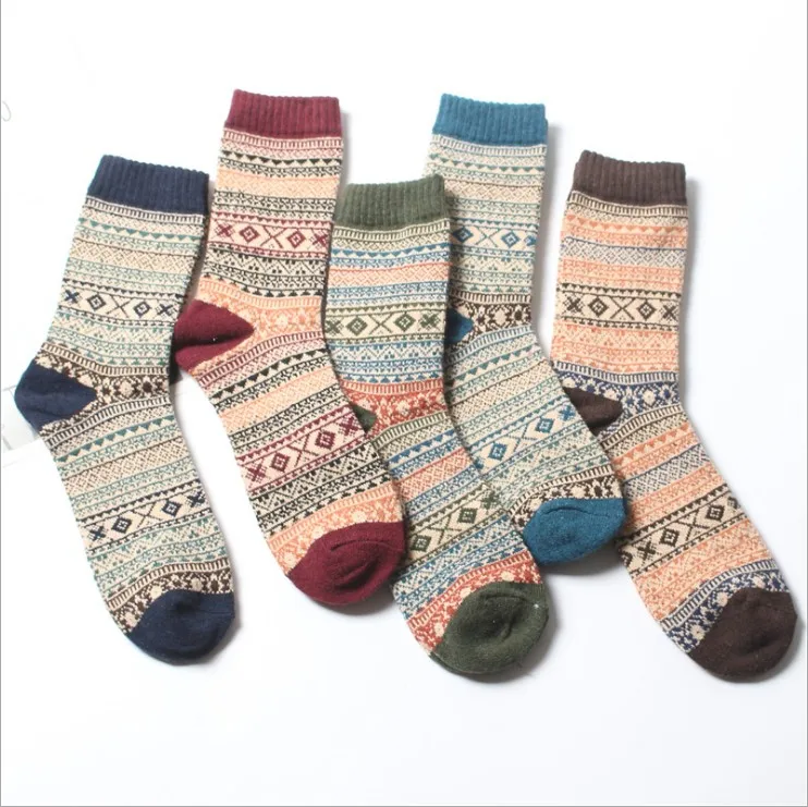 Winter Thick Warm Stripe Wool Socks Casual Hombre Sock Business Male Socks