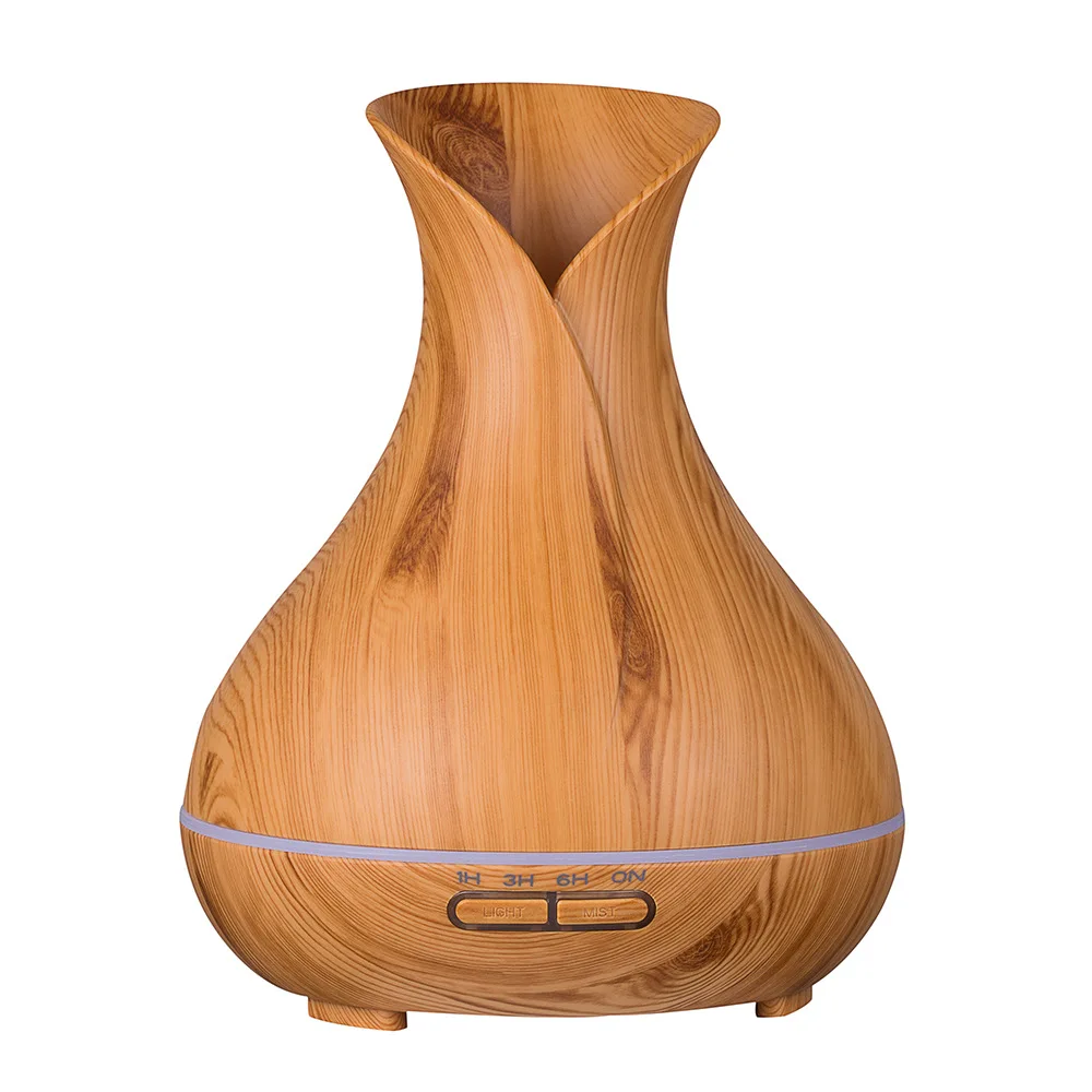 Vase Design Hot Selling 400ml Wood Grain Ultrasound Aromatherapy Essential Oil Diffuser