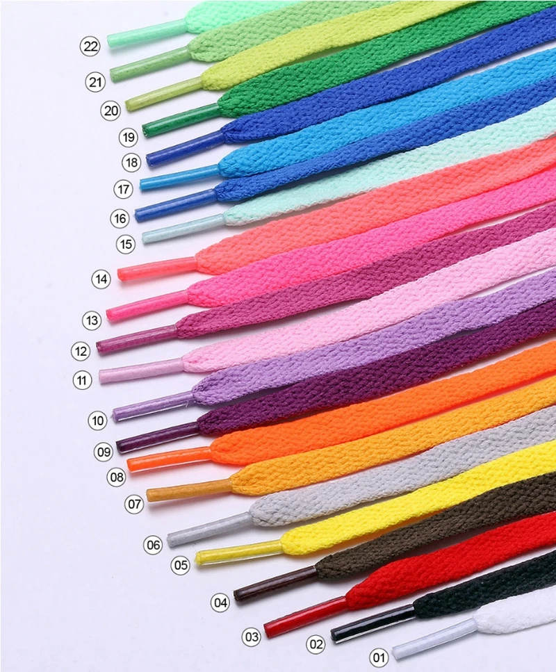Stylish polyester fabric colorful flat shoelace wholesale flat screen shoelaces Customized text logo printed shoelaces