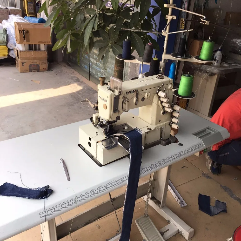 80% new Used industrial KANSAI-1508P 4 needles chain stitch waistband sewing machine in good condition