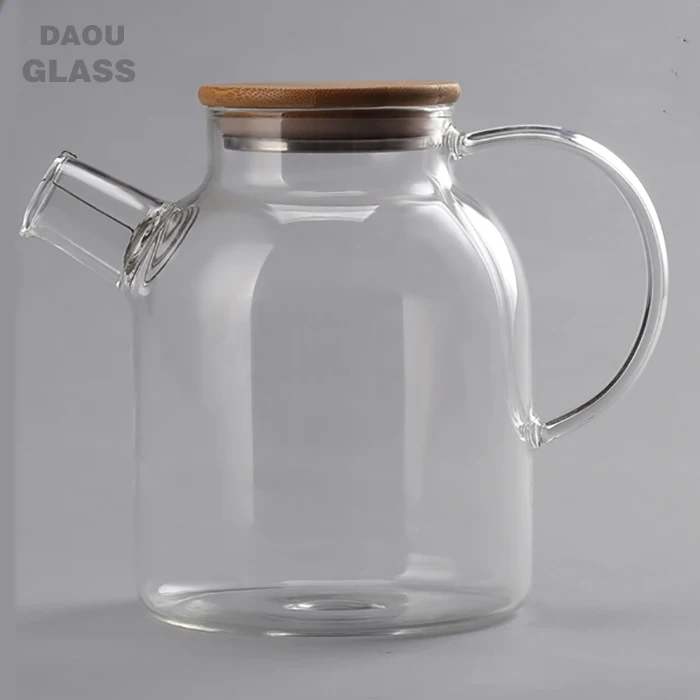 
glass teapot kettle with Bamboo lid and spring strainer ,teapot maker, chinese supplier 