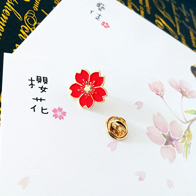 2019 female sweet cherry blossom brooch flower collar lapel pin badges