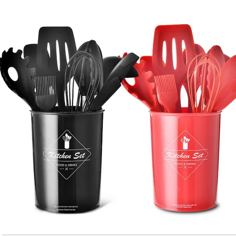 fournisseur alibaba Premium Silicone 11 pcs Kitchen Utensils with plastic Holder