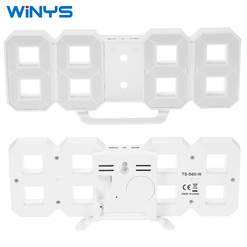 Digital Alarm Clock Modern Wall Desk Table 3D Clock Colorful LED Light with Thermometer Snooze Function