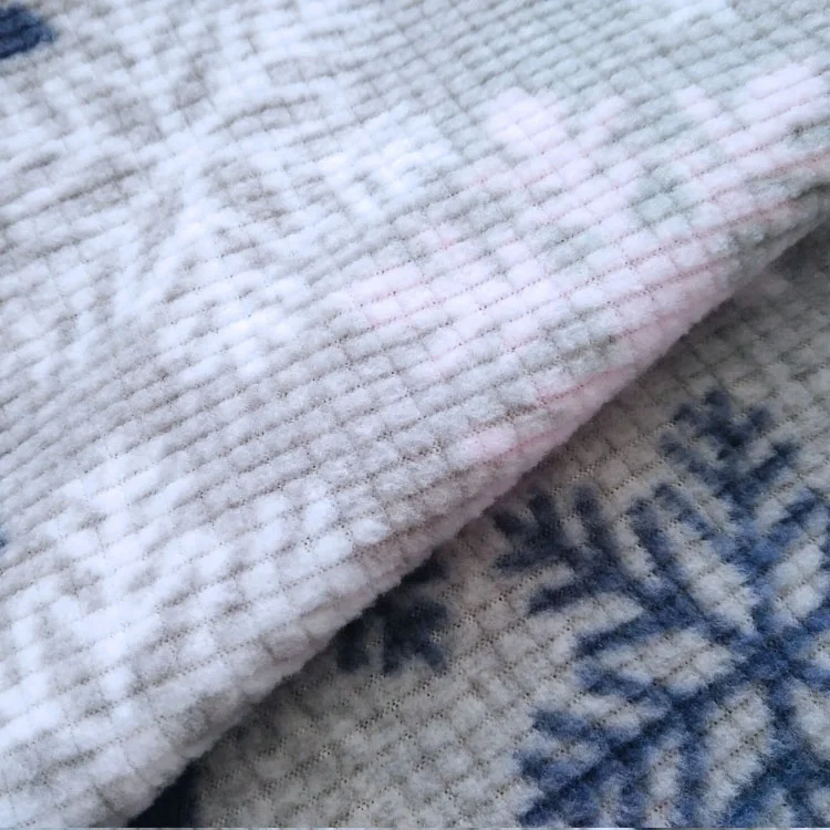 95%polyester 5% spandex printed snow flower premium polar fleece fabric