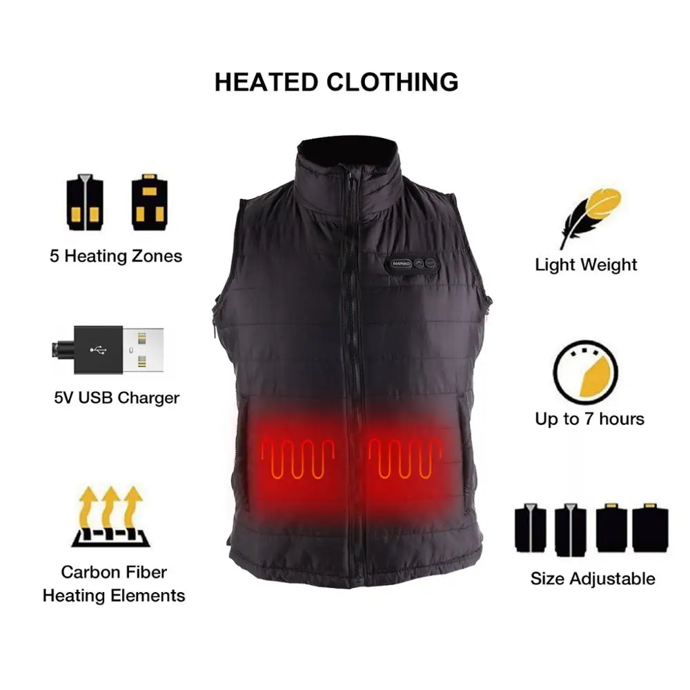 Lightweight Outdoor Adjustable 5V USB Operated Heating Vest Waistcoat for Women or Men