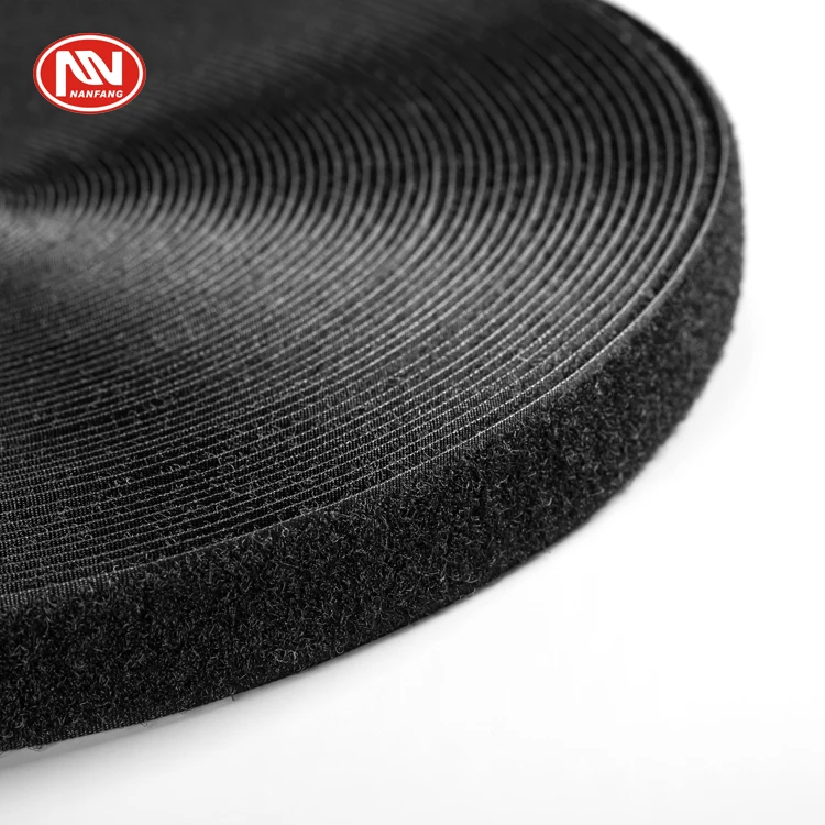 100% Polyester Nylon 12.5mm~160mm Shoes Bags Use Black Hook & Loop Fastener Tape