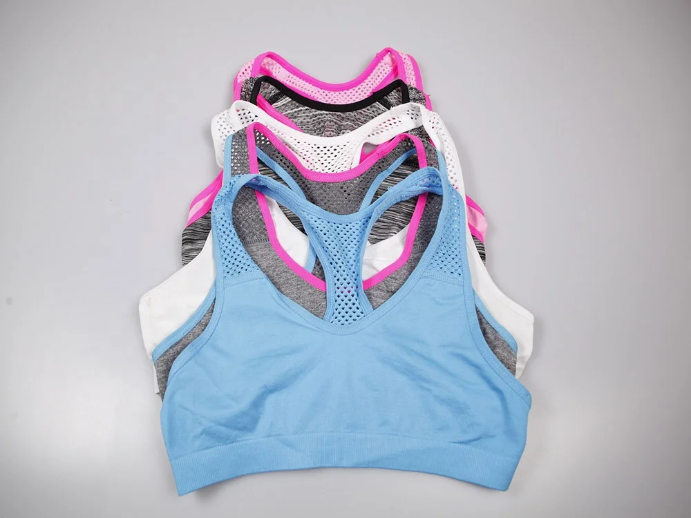 
Fashion Style Young School Girls Sporty seamless Bra racerback sports bra Mesh Seamless Bralette 