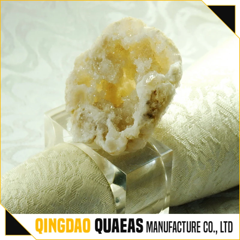 elegant beige colored classic crstal napkin ring free shipping