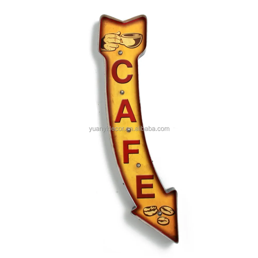 
Competitive Price Arrow CAFE Metal Led Sign Coffee 