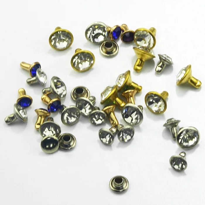 Open end rhinestone crystal rivets, cap end rhinestones and pearls rivet for clothes and bags