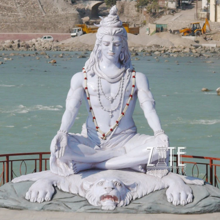 High Quality hand carved garden white marble deity statue of lord shiva sculpture on sale