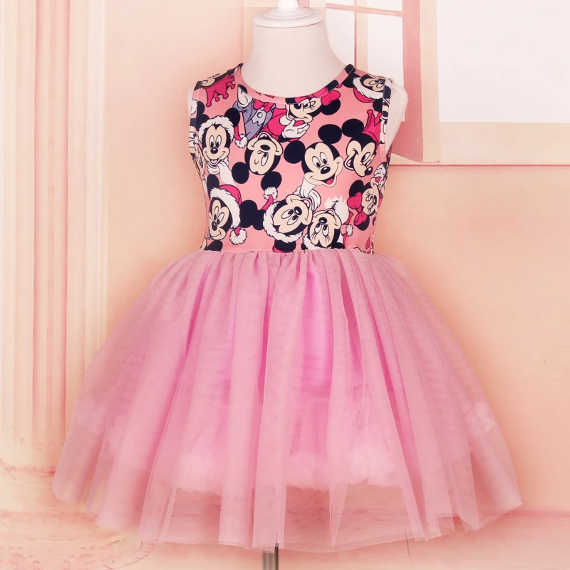 2016Summer Girl Dress Hello Kitty Minnie Mouse Children Clothing Baby girl clothes 2 10 Princess Party