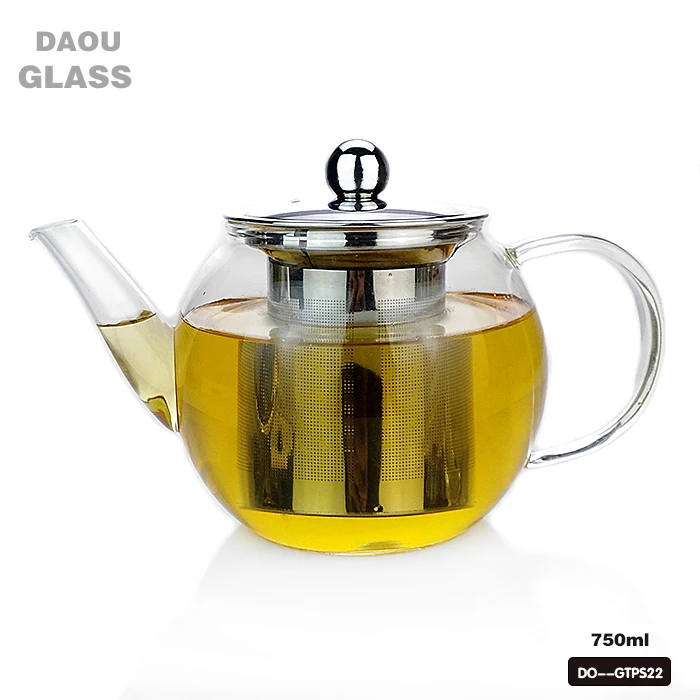 600ml Borosilicate Glass Teapot with stainless steel strainer for loose leaf tea flower tea
