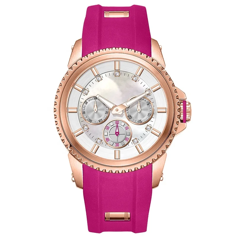 new designer watch silicone wristwatch 3eyes decoration quartz watch fashion steel ladies wrist watch