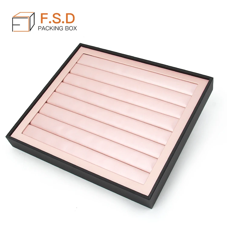 FSD Custom Functional Jewelry Display Tray  For Necklace Earrings Ring  Showcase Pink leather Jewelry Tray
