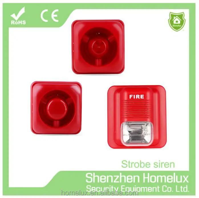 Fire alarm system red flashing light siren 12-24vdc