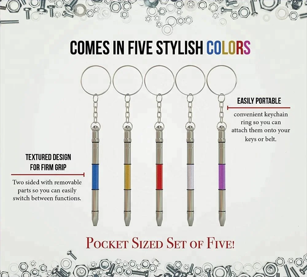 Precision 5 in 1 Mini Stainless Steel Screwdriver with keychain for repair Eyeglasses, Sunglasses, Watches