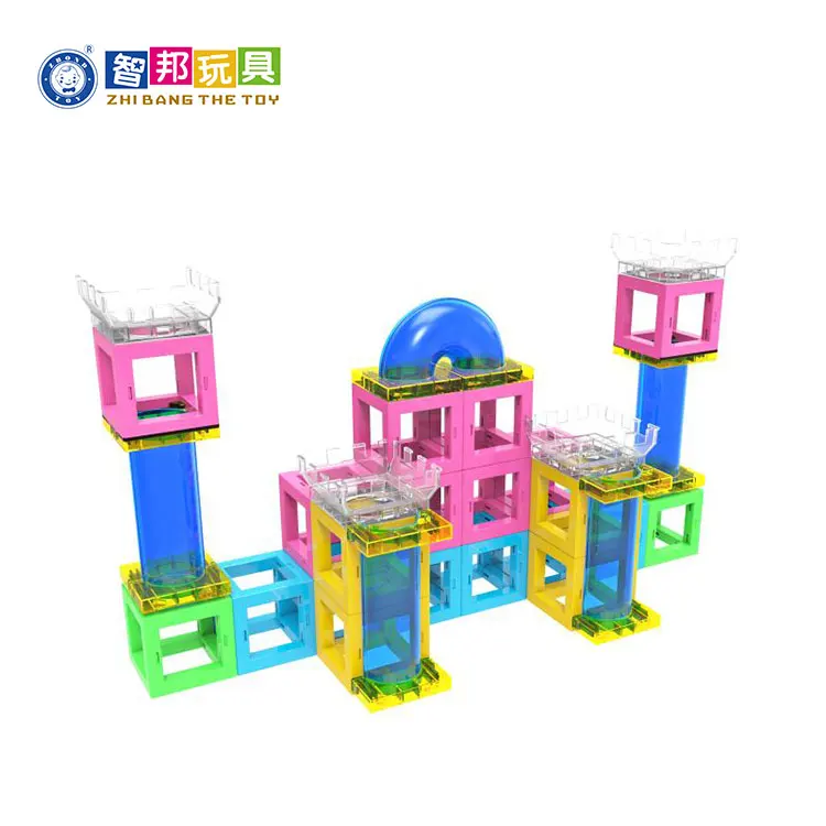 Educational Toys Distributors Good Quality 54Pcs Magnetic Blocks With Marble Run For Sale