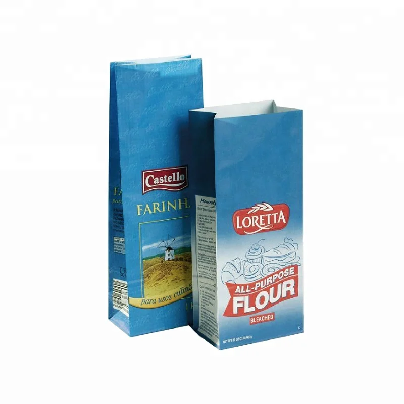 Wheat Flour Salt Packaging Paper Bag Direct Factory Wholesale 1kg 2kg Kraft Paper Carton Packaging Customized Food Grade Accept