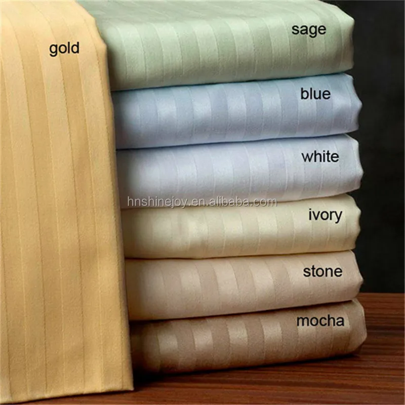 Hotel Bedding 300 Thread Count 100% Egyptian Cotton colored satin stripe bed sheet