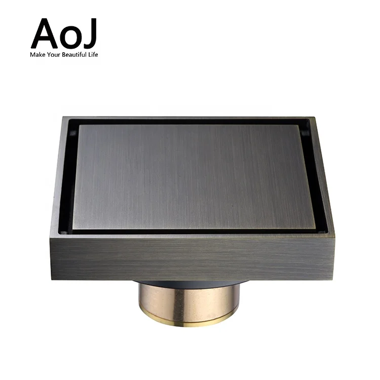 Hidden Bathroom Fittings Bath  Drainer Black Brass Shower Floor Drain
