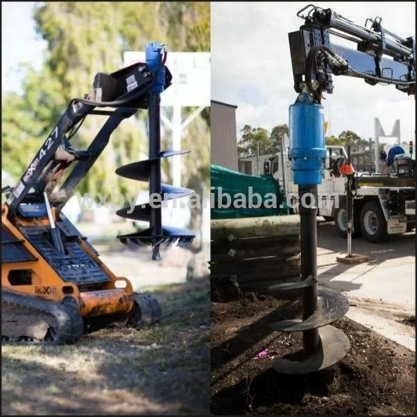 Hydraulic auger earth drill digger concrete helical pile driver excavator attachment solar pile driver screw pile ground drill