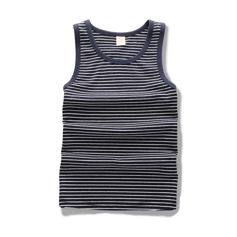 
New Style Wholesale custom 100%cotton Knitted Sleeveless Yarn Dyed Striped Sports Tank Top For Boys 