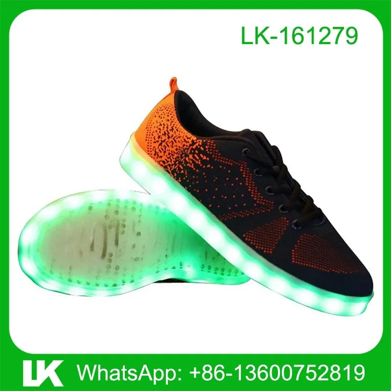 Flying knit led lights skate shoes, flying knit skateboard shoes, led skate shoes for men