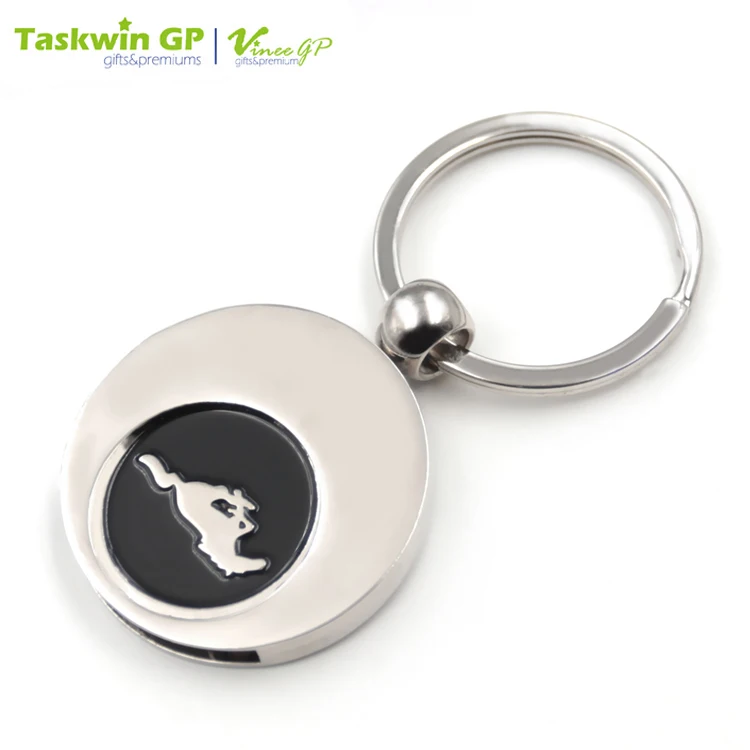 Customizedlogos Horse Zinc Alloy Nickel Soft Enamel  Keyring Trolley Coin Key Ring