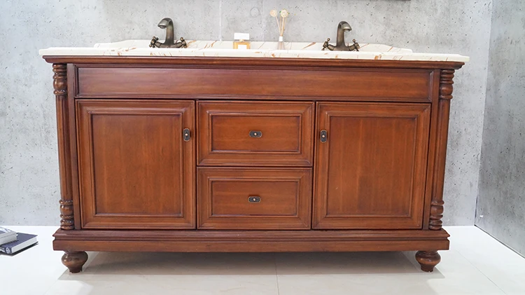 Designer Design Luxury Antique Curved Wooden Bathroom Vanity with Curved Mirror Cabinet