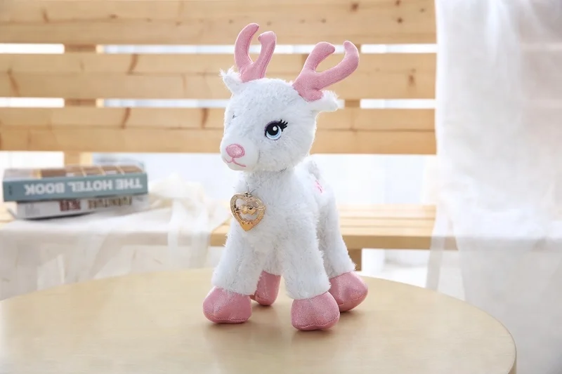Realistic Stuffed Plush Toy Deer White Love shaped