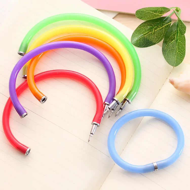 Wholesale  Cute Candy Color Ball Point Pen ,Bendable Bracelet Pens,Bracelet Pen for friends