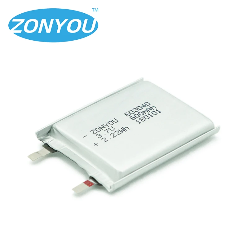 
Hot selling 603040 3.7V 600mah lithium polymer battery 