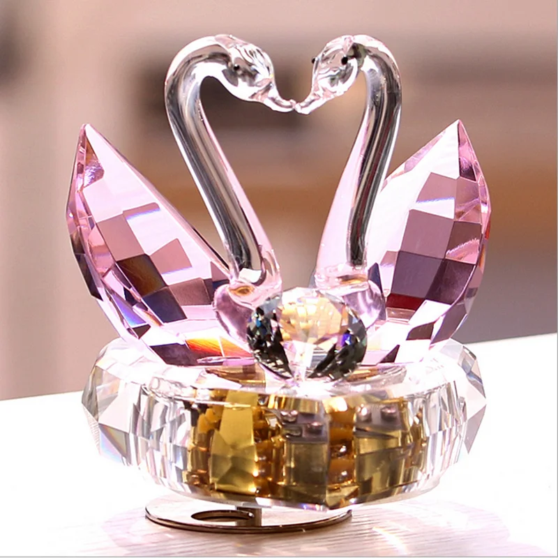 Crystal Sparking Swan Music Box for Wedding Decoration