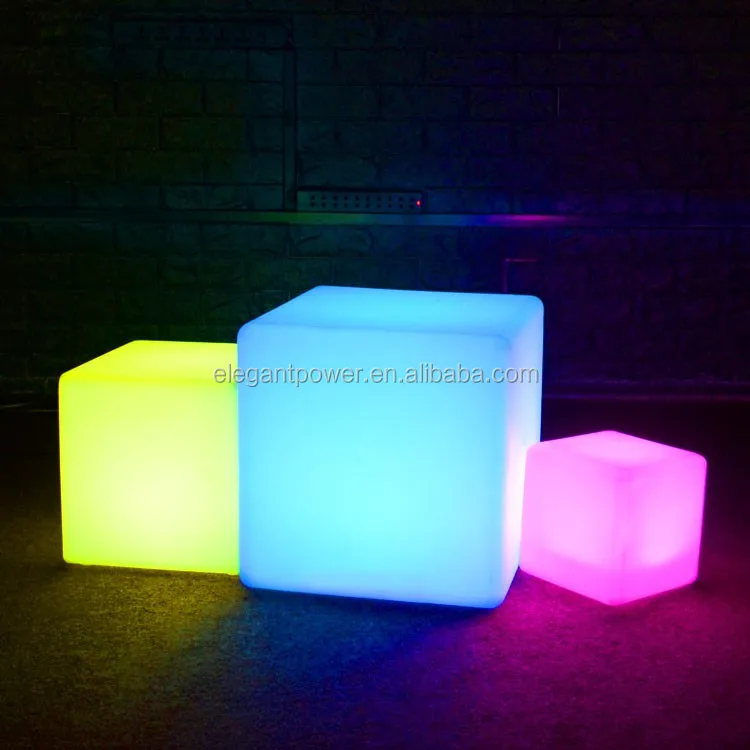 
Intelligent waterproof IP65 light up colorful 40cm 43cm 50cm 60cm LED table chair seating cubes for outdoor garden hotel party  (60694307495)